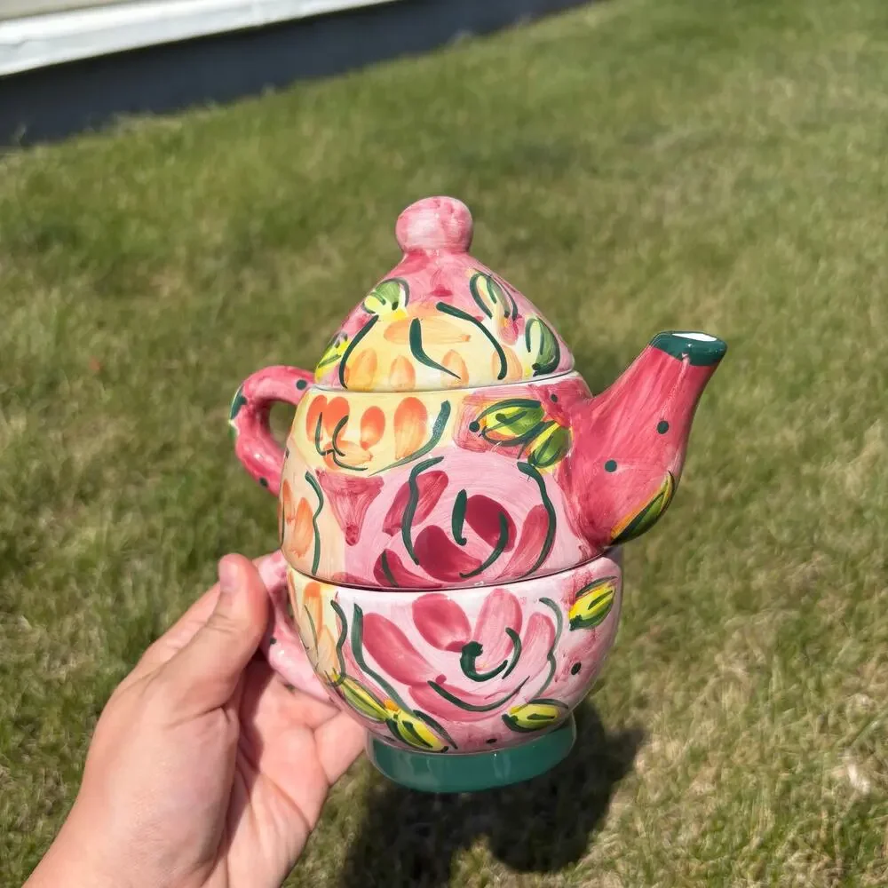 Vintage Bella Casa by Ganz ceramic stackable “tea for one” set